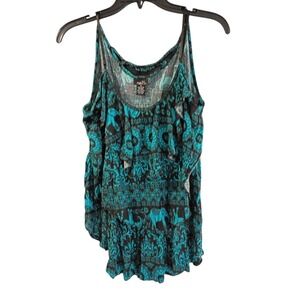 EUC Rue 21 Teal Elephant Racerback Women's Lightweight Summer Top Size Medium M